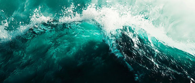 Powerful wave in turquoise and black by Poster Art Shop