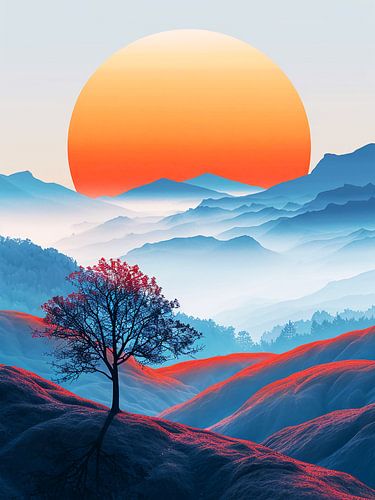 Zonsondergang over de heuvels