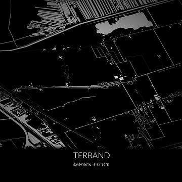 Zwart-witte landkaart van Terband, Fryslan. van Rezona
