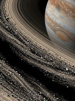 De schaduw van de planeet'valt over de ringen