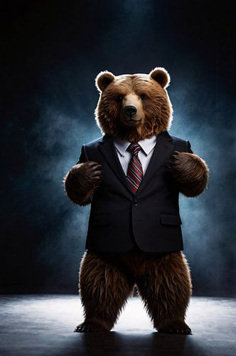 Formele beer in zwart pak