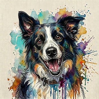 Spirit, le Border Collie : une énergie débordante à travers l'encre et la peinture