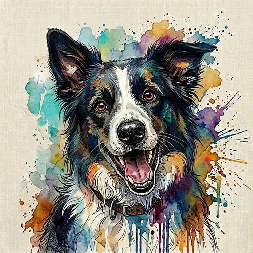Border Collie Spirit, Grenzeloze Energie in Inkt en Verf