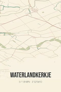 Vintage landkaart van Waterlandkerkje (Zeeland) van Rezona