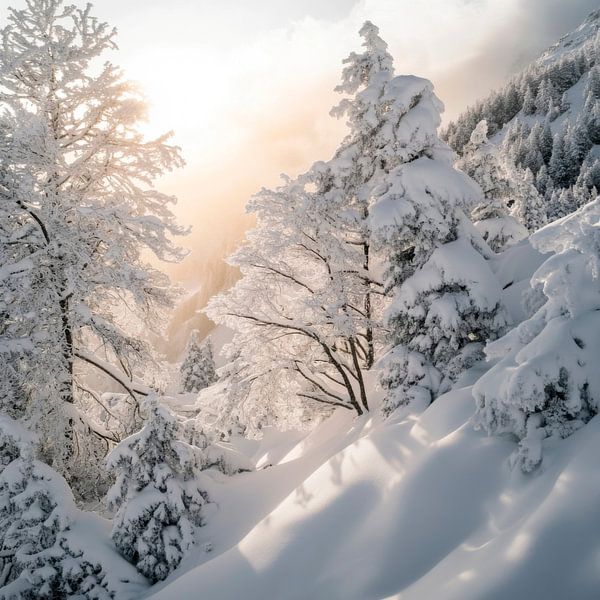 Winterlandschaft Sonnenlicht von Poster Art Shop