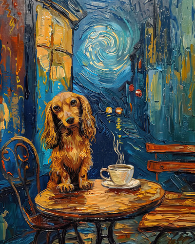 Dachshund Evening Coffee