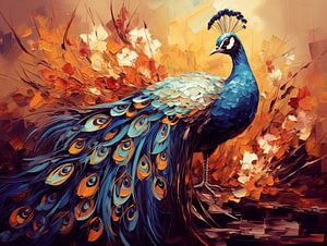 Peinture à l'huile du paon