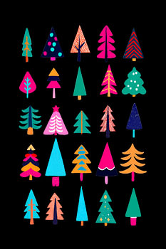 Colourful fir trees – a festive pattern design