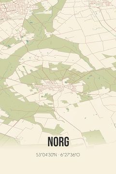 Vintage landkaart van Norg (Drenthe) van Rezona
