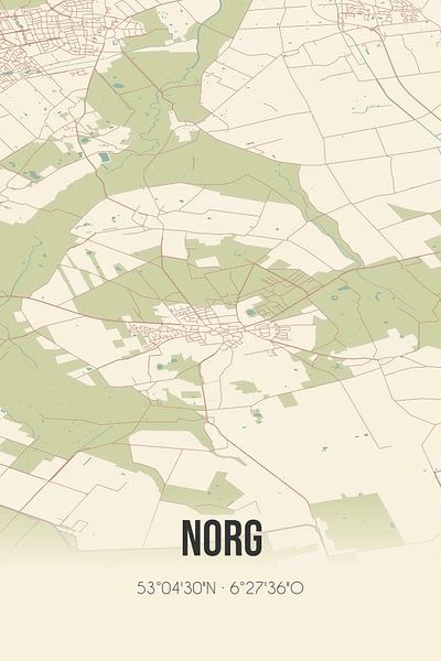 Carte ancienne de Norg (Drenthe) par Affiches de lieux