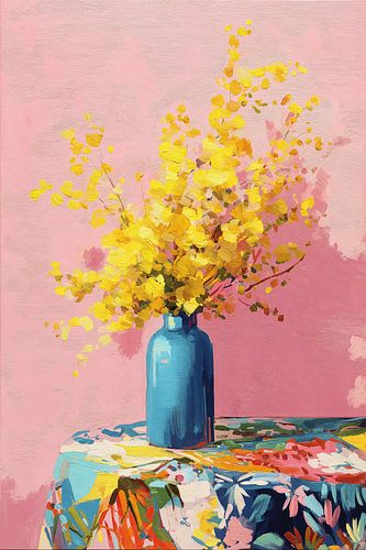 Golden Forsythia in Blue no. 6