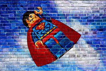 Lego Superman graffiti by Bert Hooijer