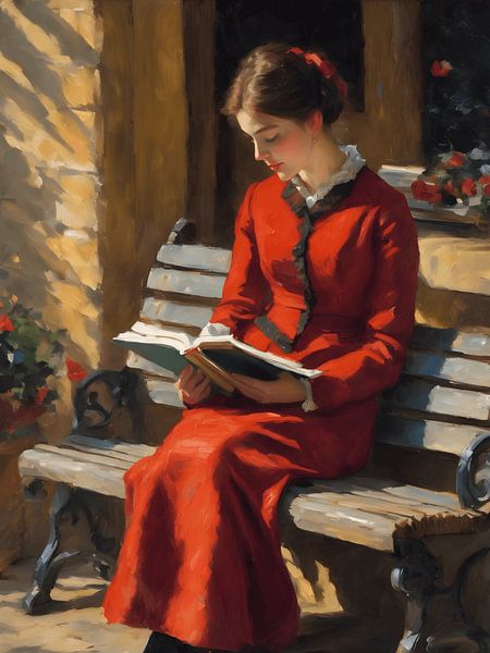 Impressionisme de lezende vrouw van Jolique Arte