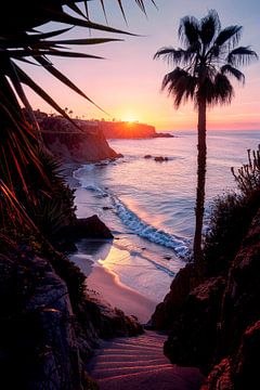 Laguna Beach bij zonsondergang van Philippe HUGONNARD