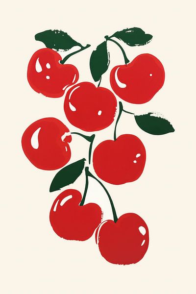 Vibrant Red Cherries by Melloi Art Prints