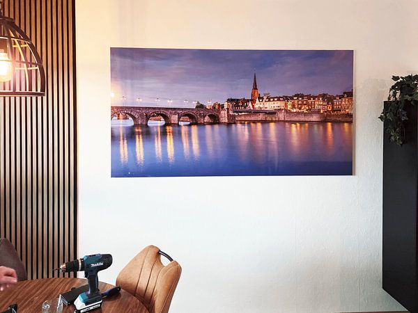 Klantfoto: Panorama Maastricht: Zicht op de Maas en Wijck van Bert Beckers, op aluminium
