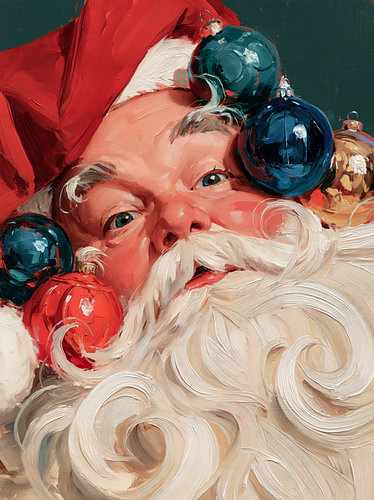 Father Christmas Among the Christmas Baubles