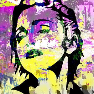 Madonna Portrait abstrait rose jaune sur Art By Dominic