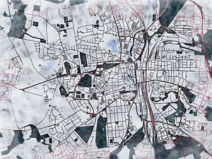 Karte von Lüneburg im stil 'White winter'