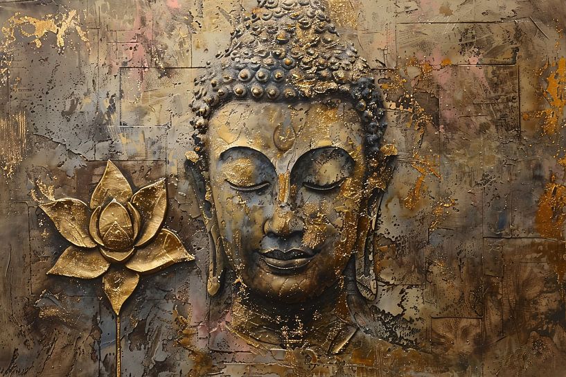 Gouden Boeddha met Lotus in Art Nouveau Stijl van Art & Soul Creations