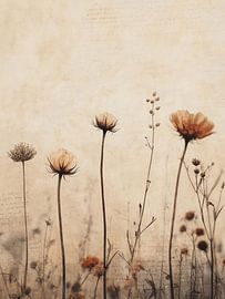 Flowers in vintage and Japandi style by Japandi Art Studio