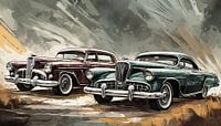 klassieke oude muscle cars op de weg, kunstontwerp van Animaflora PicsStock thumbnail