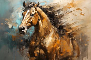 abstrakter künstlerischer Hintergrund mit einem Pferd in Ölfarbe