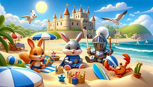 Journée ensoleillée à la plage dans un royaume médiéval