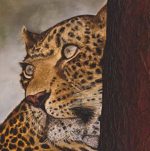 Luipaard portret II schilderij