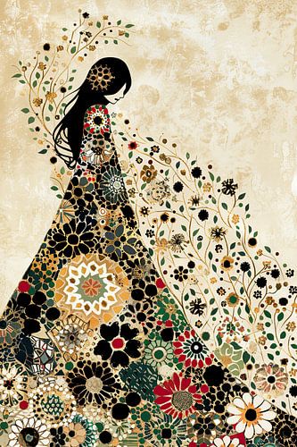 Femme robe à fleurs | Silhouette florale enchantée