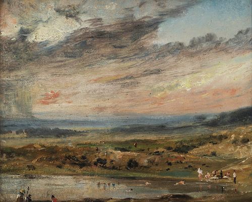 John Constable~Hampstead Heath met vijvers en baders