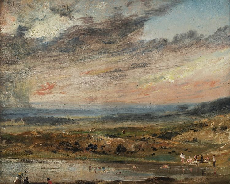 John Constable~Hampstead Heath mit Teichen und Badegästen von finemasterpiece