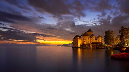 Château de Chillon, Château de Chillon au bord du lac Léman à l'heure de la construction