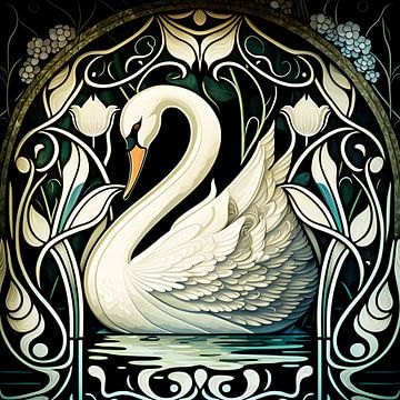 Art nouveau swan by Elles Rijsdijk