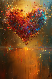 Colorful butterfly heart abstract artwork by Wilma Mesman