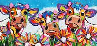Trio met bloemen