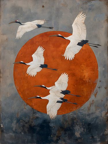 Des grues en vol