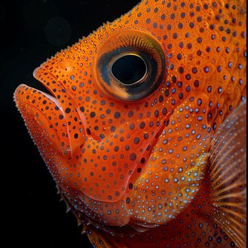 Portrait d'un poisson orange en gros plan sur TheXclusive Art