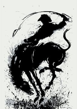 Dynamisch Cowboy Rodeo Silhouet Kunst van Ramy Salah Hefny