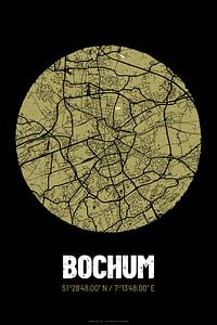 Bochum - Conception du plan de la ville Plan de la ville (Grunge) sur ViaMapia