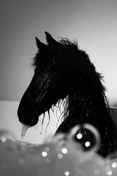 Noble horse in the bathtub - a magical bathroom picture for your WC by Poster Art Shop