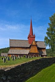 Oude staafkerk in Ringebu van Anja B. Schäfer