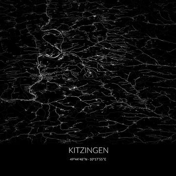 Schwarz-weiße Karte von Kitzingen, Bayern, Deutschland. von Rezona
