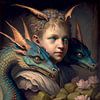 Portret van een Prins met zijn draakjes van Gisela - Art for you