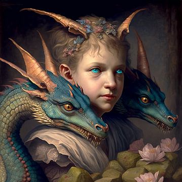 Portret van een Prins met zijn draakjes van Gisela - Art for you
