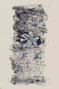 Blumen in Beige und Blau