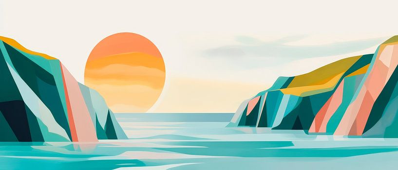 Evening atmosphere over colourful coastal cliffs by Poster Art Shop