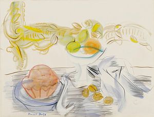 Raoul Dufy - Stillleben mit Brioche und Nüssen (1947)