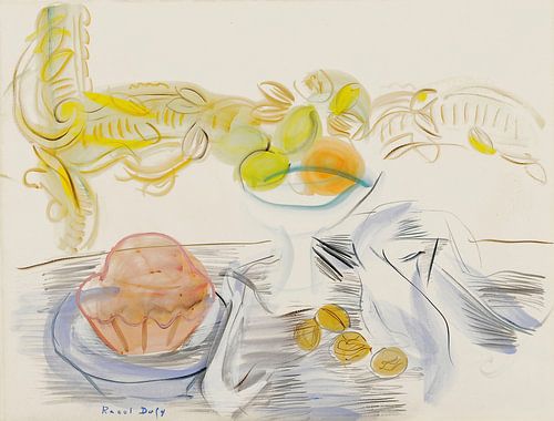 Raoul Dufy - Stillleben mit Brioche und Nüssen (1947)