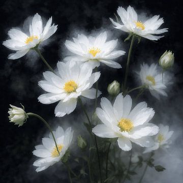 Witte Bloemen in de Mist van Matteo Bellini